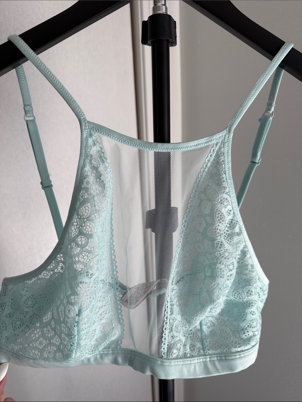 Victoria's Secret Mint Lace Mesh High-Neck Bralette